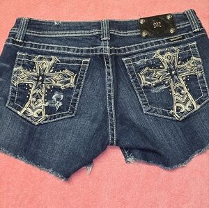 Women's Blue Miss Me Embroidered Denim Shorts